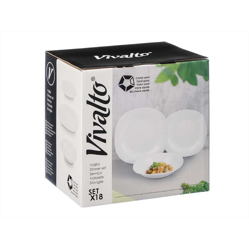SET DINNERWARE OPAL EMBOSSED 18 PIECES 