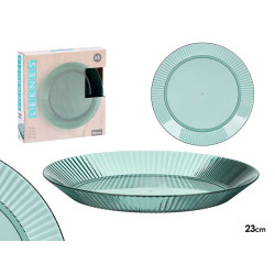 GREEN STRIPED PLATE 23CM DIAM