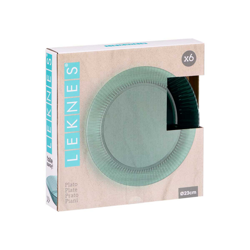 GREEN STRIPED PLATE 23CM DIAM