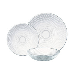 VAJILLA 12PCS ROMBOS VIDRIO