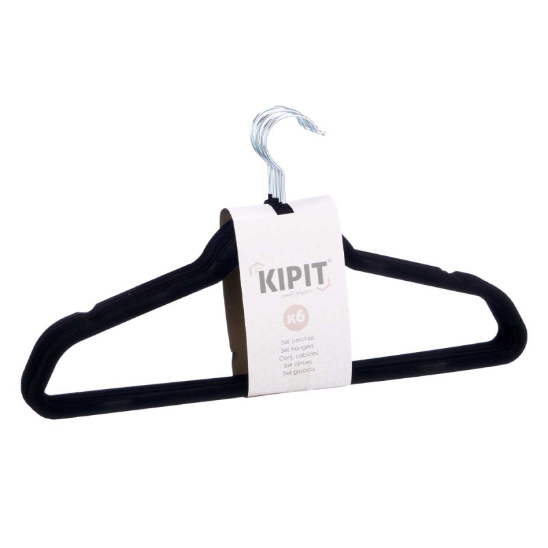 SET 6 BLACK FLOCKED HANGERS