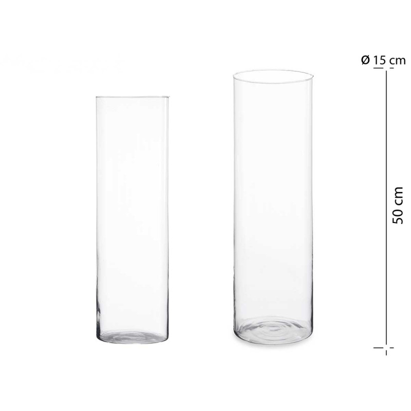 VASE VERRE CYLINDRE 50CM DIAM 15 CM 