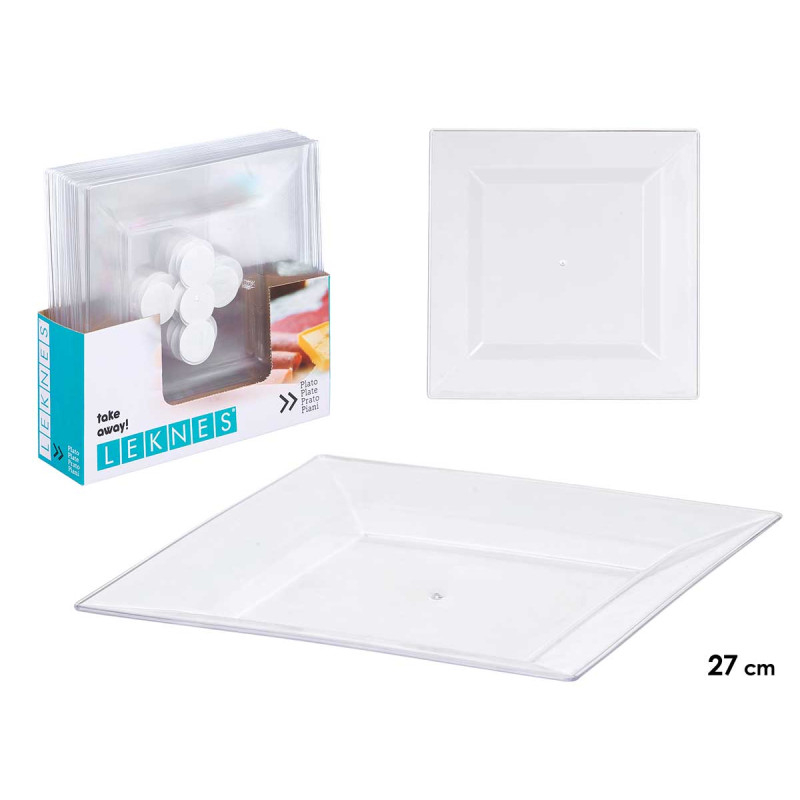 ASSIETTE CARRE GRANDE TRANSPARENT 27X27CM