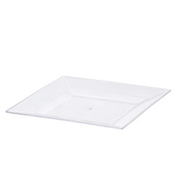 ASSIETTE CARRE GRANDE TRANSPARENT 27X27CM