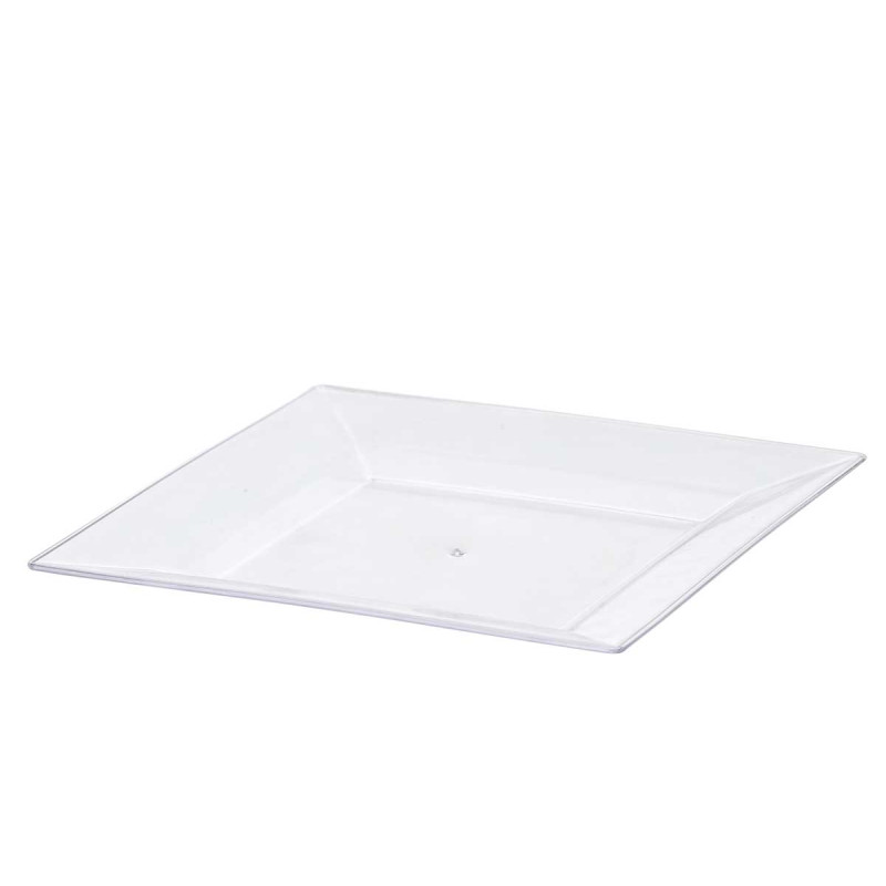 BIG SQUARE TRANSPARENT PLATE 27X27CM