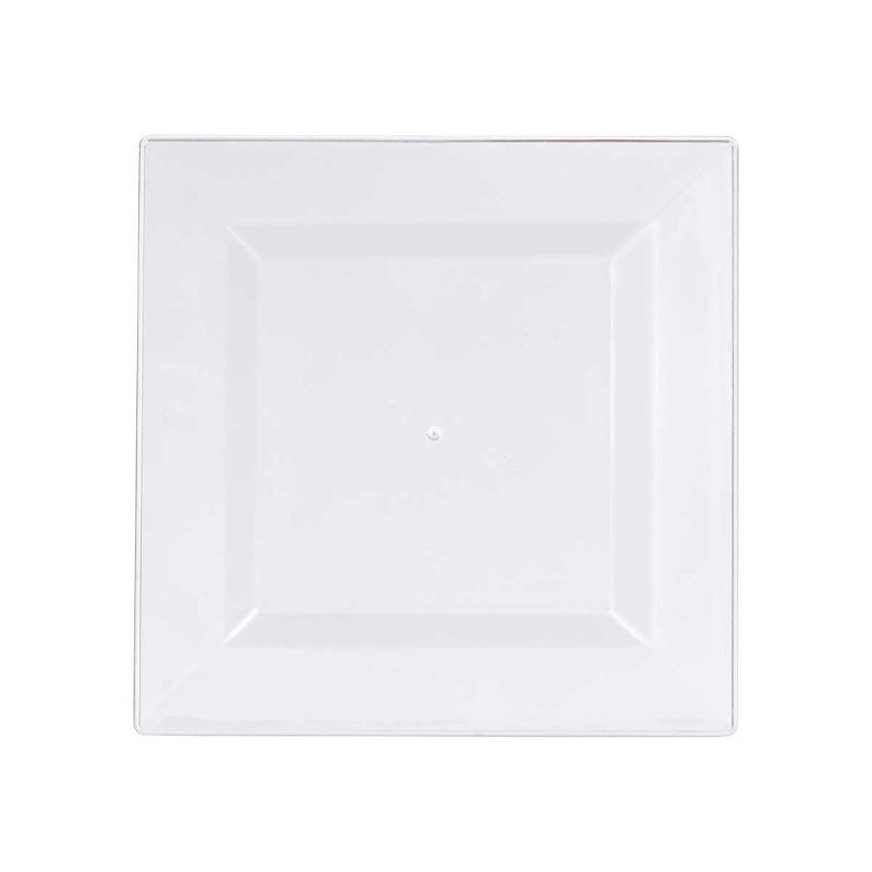 PLATO CUADRADO GRANDE TRANSPARENTE 27X27CM