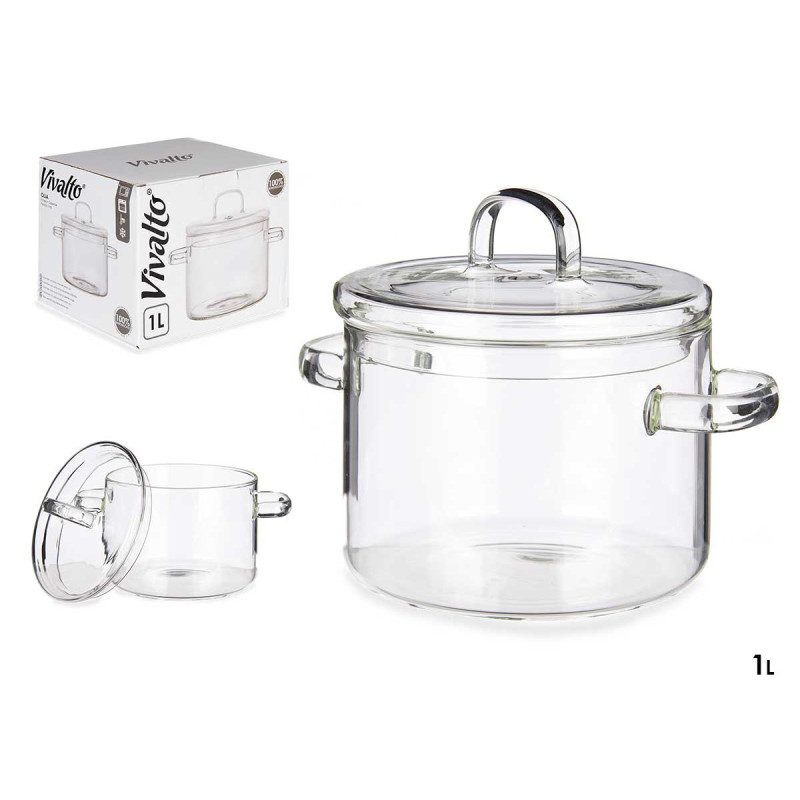 CAÇAROLA VIDRO BOROSILICATO 1000ML 