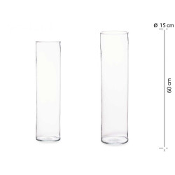 VASE VERRE CYLINDRE 60CM DIAM 15 CM 