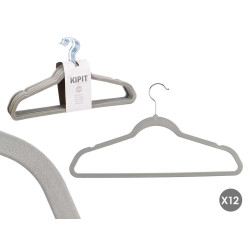 SET 12 CINTRES FLOQUÉ GRIS