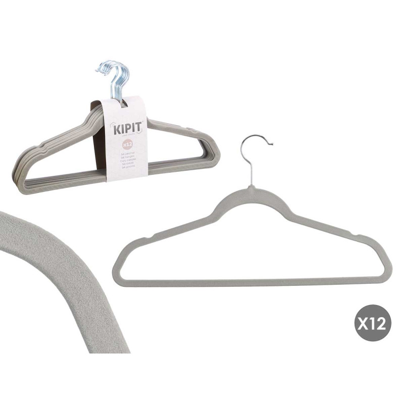 SET 12 PERCHA FLOCADA GRIS