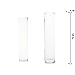JARRON CRISTAL CILINDRO 15CM DIAM X 70CM