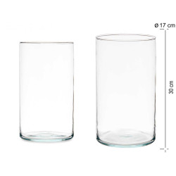 VASE VERRE CYLINDRE 30CM DIAM 17 CM