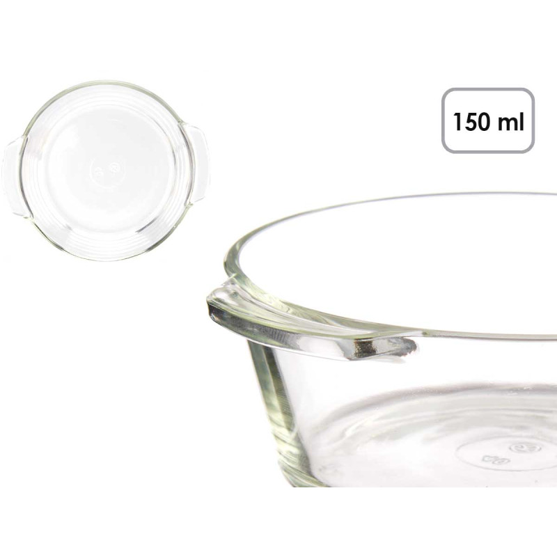 ROUND GLASS APPETIZER CASSEROLE W HANDLES 150ML