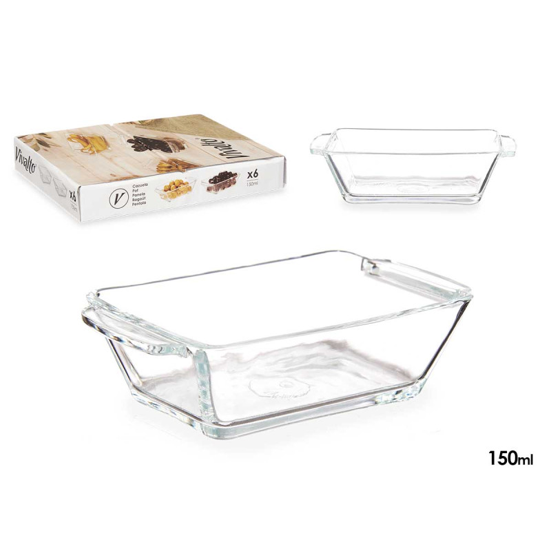 CASSEROLE RECT VERRE APÉRITIFS POIGNÉES 150ML