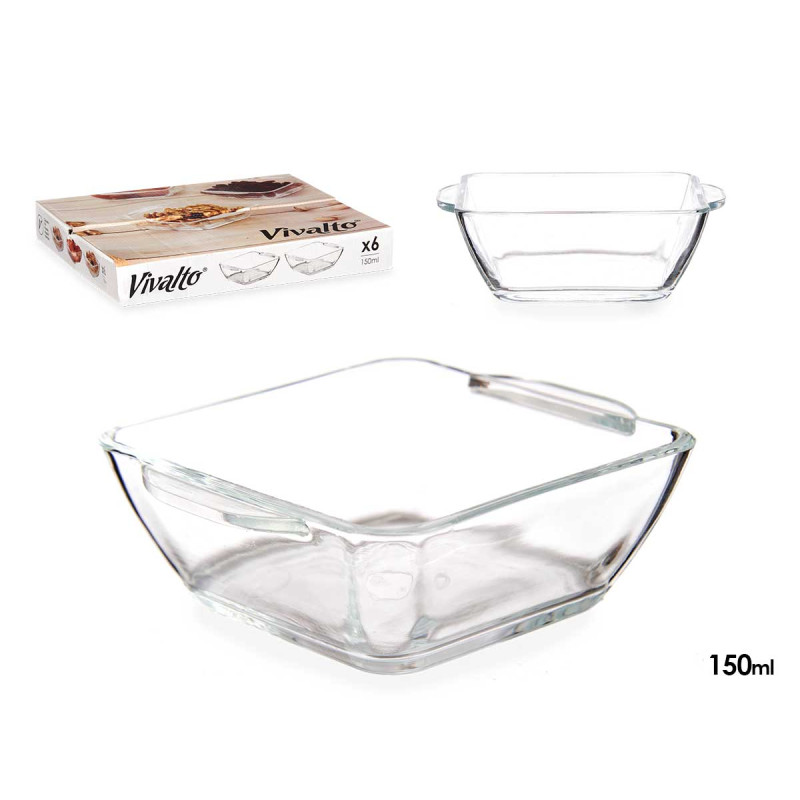 CASSEROLE CARRÉ VERRE APÉRITIFS POIGNÉES 150ML