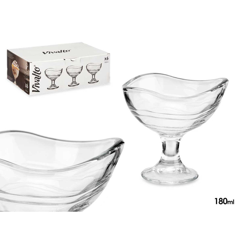 COPPA GELATO VETRO CON BASE RIGHE 180ML