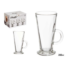 TAZZA CAFFE' LATTE VETRO CON BASE E MANICO 250ML