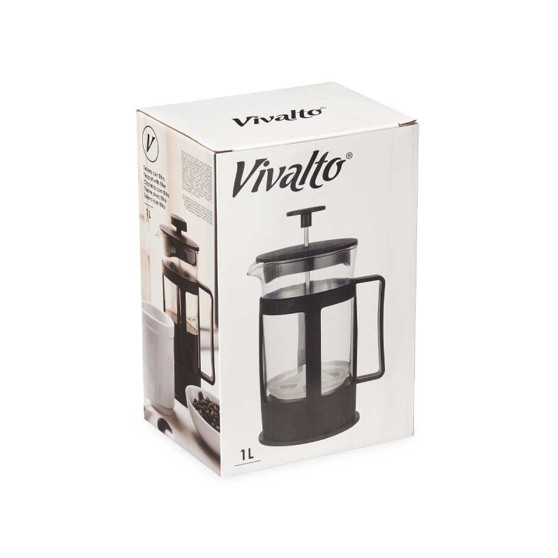 THÉIÈRE EN VERRE EN PLASTIQUE AVEC PISTON 1L