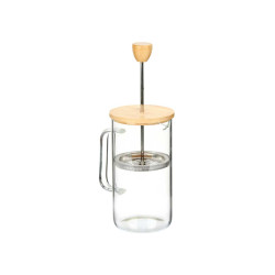 BOROSILICATE TEAPOT WITH PLUNGER  BAMBOO LID 600ML