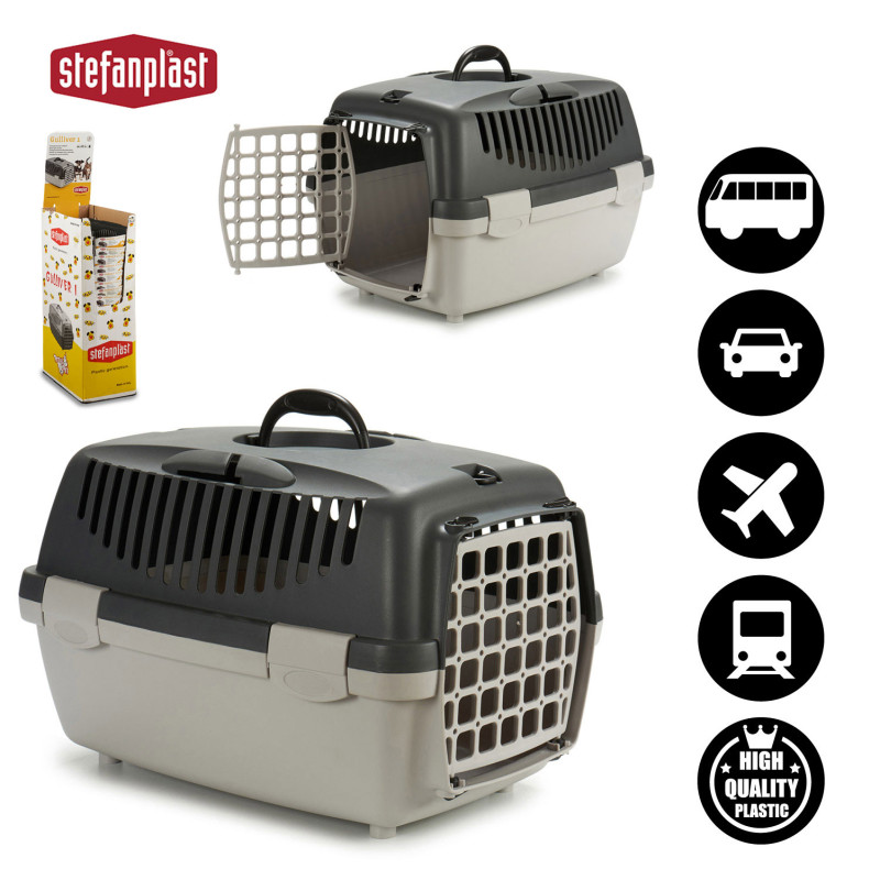 PLASTIC CAT TRANSPORTER GREY