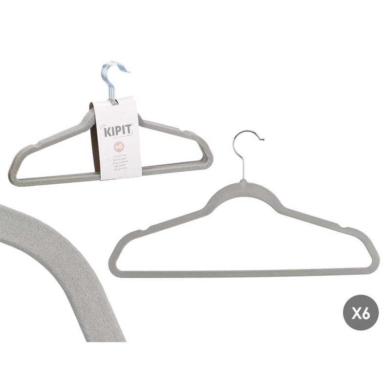 SET 6 PERCHA FLOCADA GRIS
