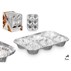 SET 4 MOULES ALUMINIUM 6 CAVITÉS 7 CM DIAM