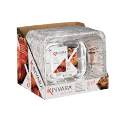 SET 3 RECT ALUMINUM DEEP TRAYS  32X26CM