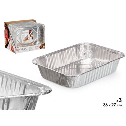 SET 3 VASSOI RETTANGOLARI ALLUMINIO 36X27CM