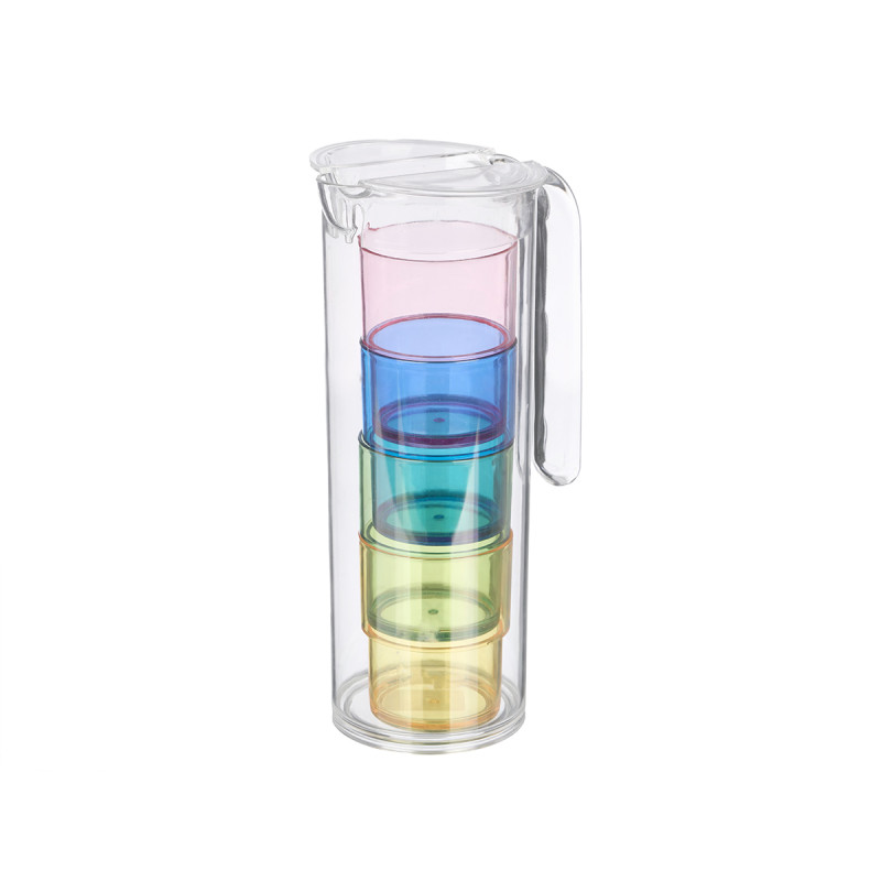 SET JARRA 1,6L 4 VASOS COLORES