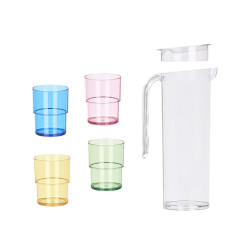 SET BOCCALE 1,6L 4 BICCHIERI COLORATI 