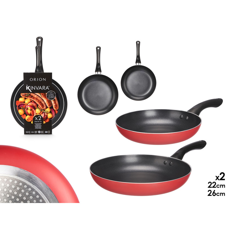 SET 2 SARTENES ALUMINIO ROJO