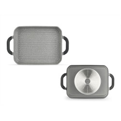 BANDEJA CINZENTA 32X25CM FUNDO ALUMINIO INDUÇÃO