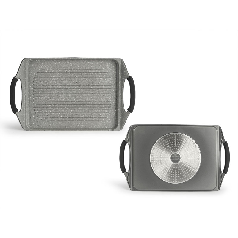 PLAQUE GRILLER PLAT GRIS 32X25CM ALUM INDUCTION