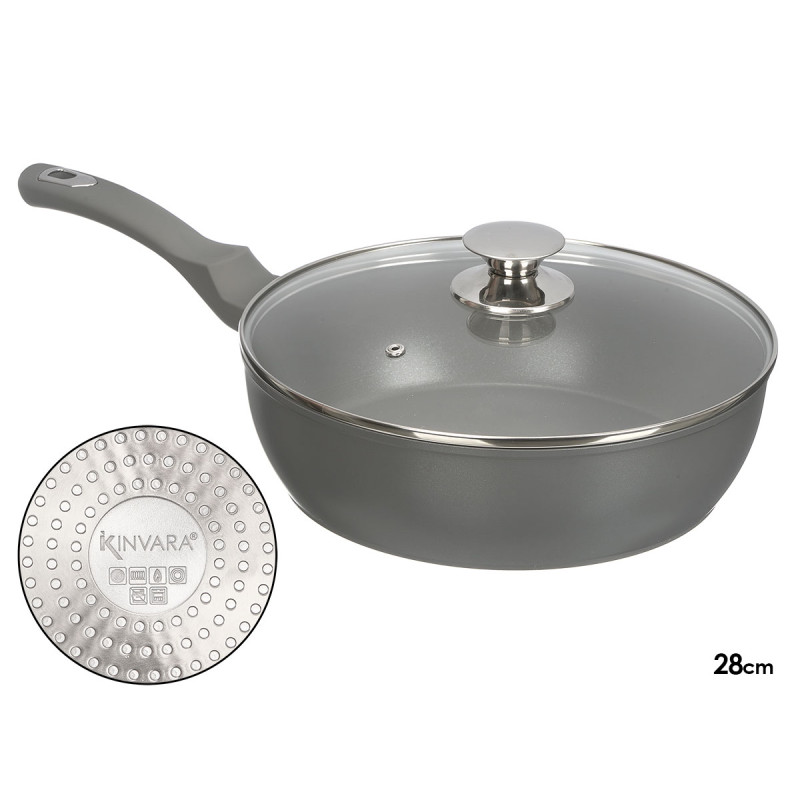 GRAY FORGED INDUCTION DEEP FRYING PAN LID 28CM