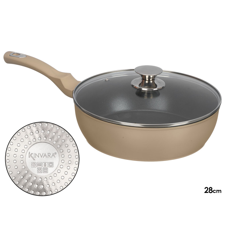 PADELLA AD INDUZIONE FORGIATA BEIGE COPERCHIO 28 C