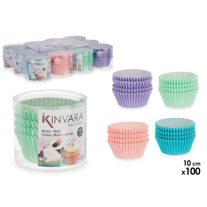 SET 100 PASTRY PAPER MOLDS 10CM ASSORT 4