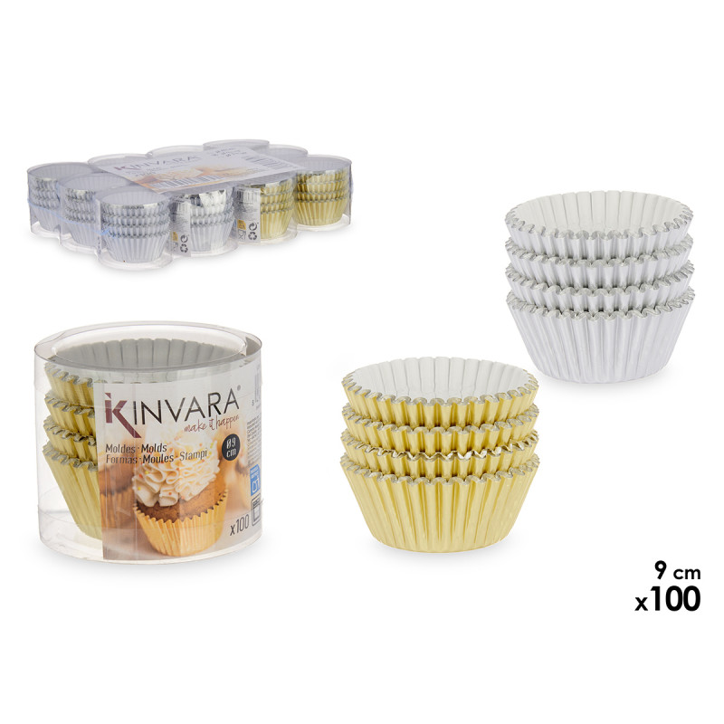 SET 100 MOULES PAP MÉTALLISÉ PÂTISS. 9CM ASSORT 2