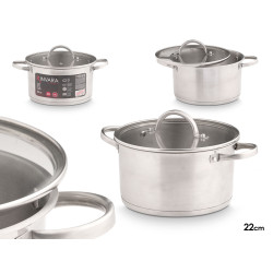 CASSEROLE À INDUCTION COUVERCLE EN VERRE 22 CM