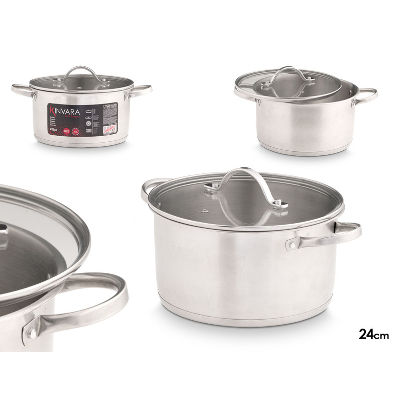 CASSERUOLA INDUZIONE COPERCHIO VETRO 24CM