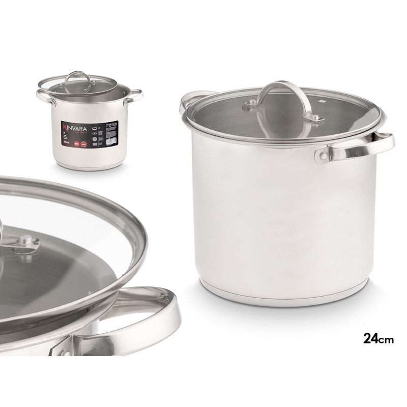 TACHO DE INDUÇÃO COM TAMPA DE VIDRO 24 CM 