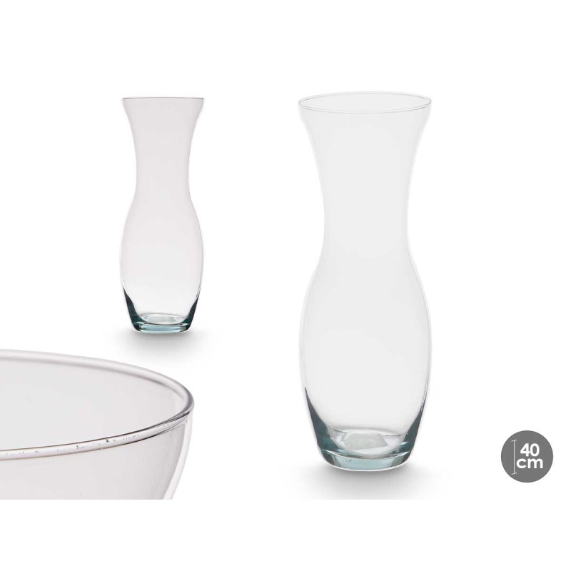 VASE EN VERRE ÉTROIT GOULOT OUVERT 40CM