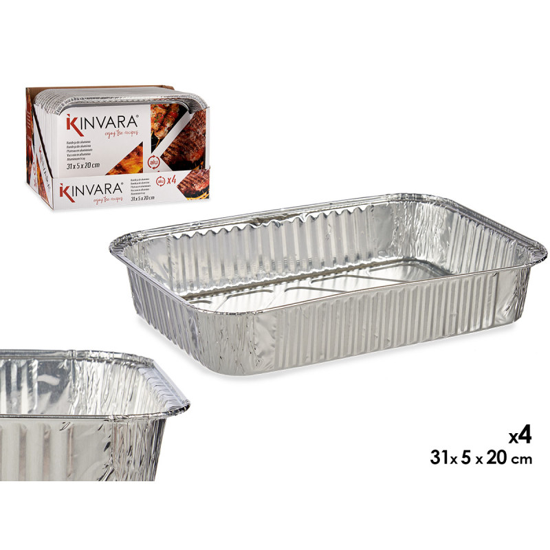 SET 4 TEGLIE ALLUMINIO RETTANGOLARI MEDIE