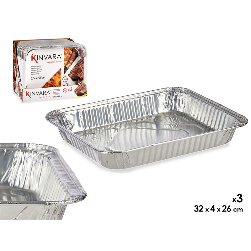 SET 3 TEGLIE ALLUMINIO RETTANGOLARI GRANDI