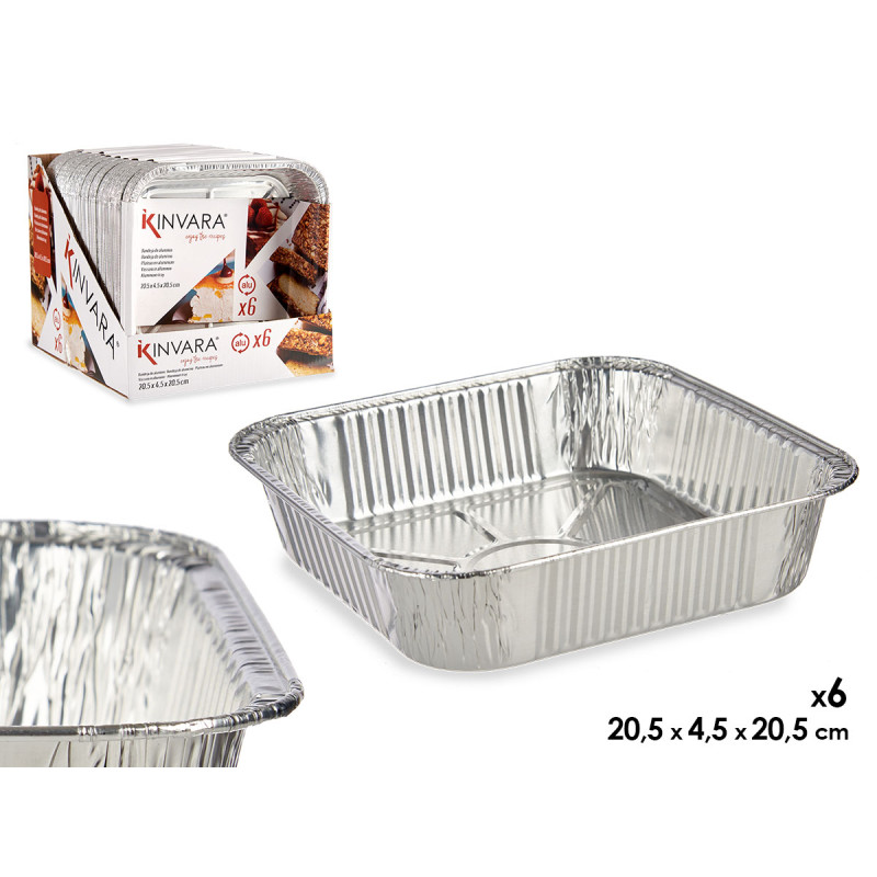 SET 6 PLATEAUX ALUMINIUM CARREE
