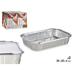 SET 2 PLATEAUX PROFONDS ALUMINIUM AVEC COUVERCLE