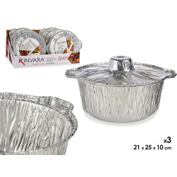 SET 3 CASSEROLES ALUMINIUM AVEC COUVERCLE PETIT