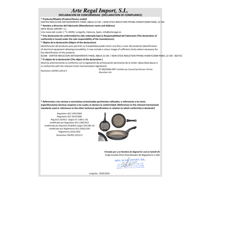 SARTEN INDUCCION ANTIADHERENTE PANEL ABEJA 22 CM 