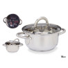 CASSEROLE ACIER DE 18 CM AVEC COUVERCLE EN VERRE