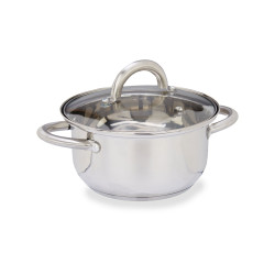 CACEROLA ACERO 18 CM C TAPA CRISTAL