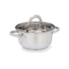STEEL CASSEROLE 18CM WITH GLASS LID